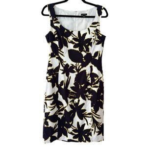 Ann Taylor Black & White Floral Modern Botanica Sheath Dress size 4